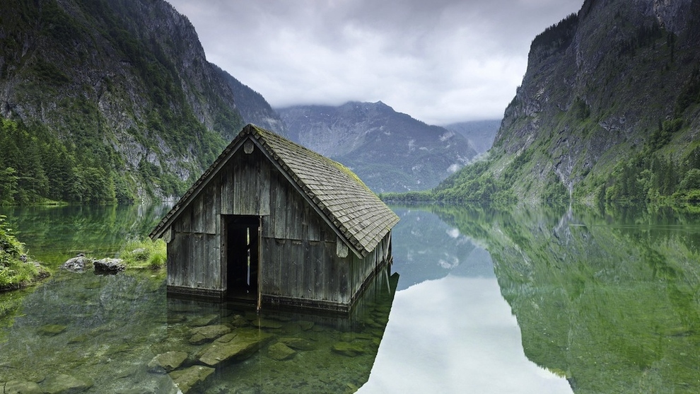 Fishing hut on a lake in Germany