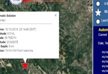 Ισχυρή σεισμική δόνηση 5,5R βορειοδυτικά των Ιωαννίνων