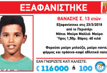 Συνεχίζονται εντατικά οι έρευνες σε Ελλάδα και εξωτερικό για τον εντοπισμό του 13χρονου Θανάση