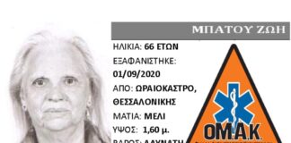 ΤΩΡΑ:Σύσταση ομάδας για την εύρεση της αγνοούμενης Ζωής Μπάτου στο Ωραιόκαστρο