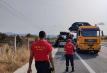 Στις φλόγες λεωφορείο στην ΕΟ Θεσσαλονίκης-Σερρών – Η Εθ. Ε.λ Ο. Δ. Δρυμού ήταν εκεί, φωτο