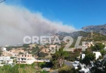 Κρήτη: Μεγάλη φωτιά – Εκκενώνονται περιοχές – Μήνυμα από το 112