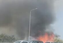 Φωτιά στο Δερβένι στο ύψος του Ωραιοκάστρου , βίντεο