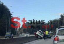 Τροχαίο στο Δερβένι: Αυτοκίνητο «καρφώθηκε» στα στηθαία της Εγνατίας Οδού