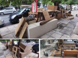 Δικογραφία σε βάρος δύο 39χρονων στη Θεσσαλονίκη: Πέταξαν ανεξέλεγκτα στο πεζοδρόμιο καναπέδες και έπιπλα